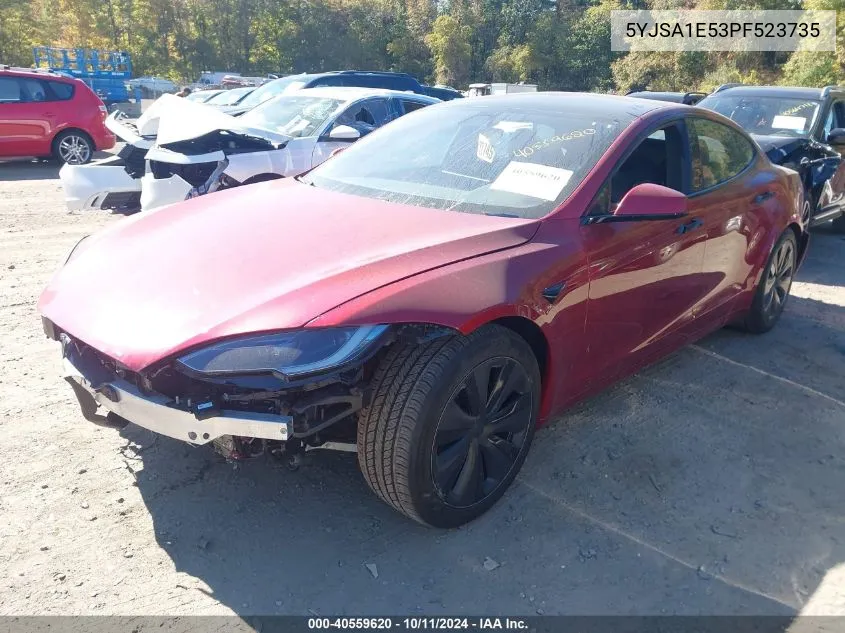 2023 Tesla Model S Dual Motor All-Wheel Drive/Standard Range VIN: 5YJSA1E53PF523735 Lot: 40559620