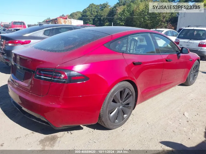 2023 Tesla Model S Dual Motor All-Wheel Drive/Standard Range VIN: 5YJSA1E53PF523735 Lot: 40559620