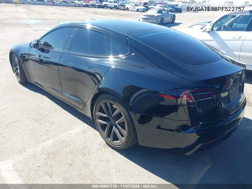 2023 Tesla Model S Dual Motor All-Wheel Drive/Standard Range VIN: 5YJSA1E58PF522757 Lot: 40807719