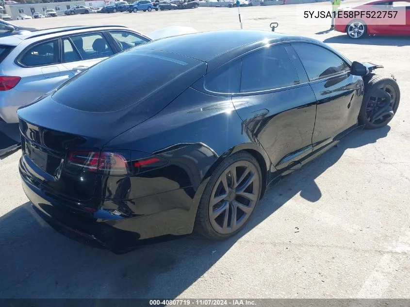 2023 Tesla Model S Dual Motor All-Wheel Drive/Standard Range VIN: 5YJSA1E58PF522757 Lot: 40807719