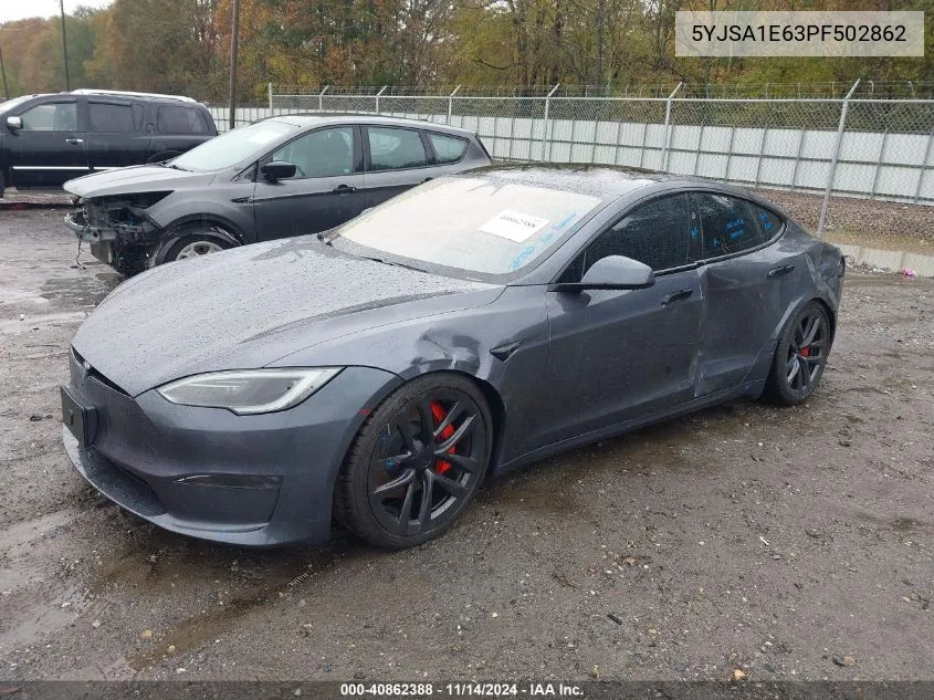 2023 Tesla Model S Plaid Tri Motor All-Wheel Drive VIN: 5YJSA1E63PF502862 Lot: 40862388