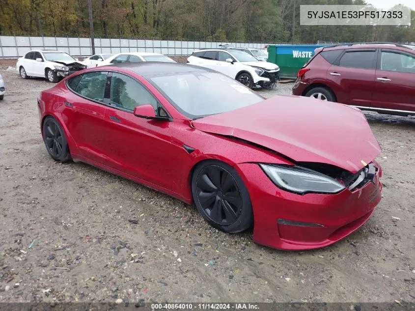 2023 Tesla Model S Dual Motor All-Wheel Drive/Standard Range VIN: 5YJSA1E53PF517353 Lot: 40864010