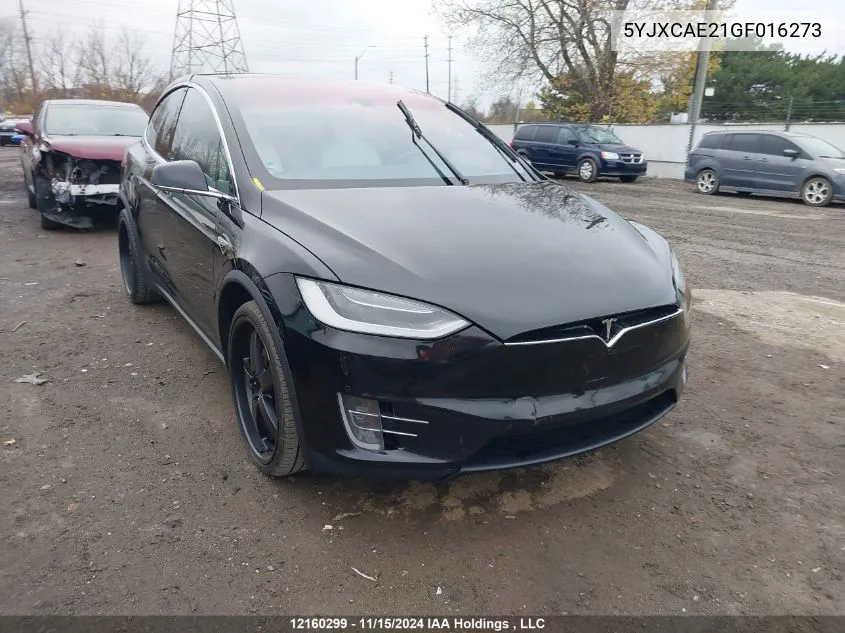 2016 Tesla Model X 60D/70D/75D/90D VIN: 5YJXCAE21GF016273 Lot: 12160299