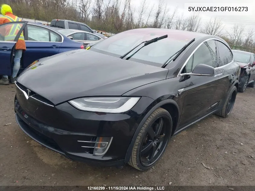 2016 Tesla Model X 60D/70D/75D/90D VIN: 5YJXCAE21GF016273 Lot: 12160299