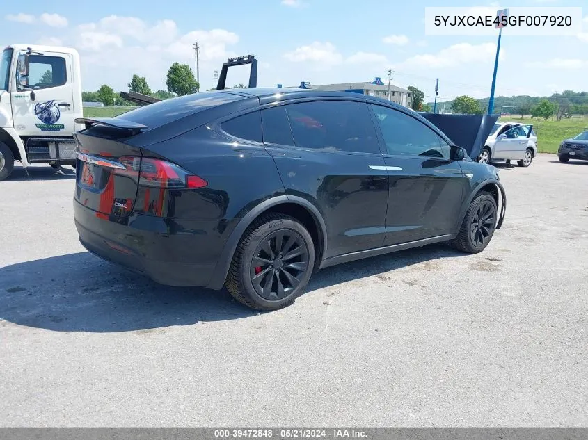 2016 Tesla Model X 60D/P100D/P90D VIN: 5YJXCAE45GF007920 Lot: 39472848