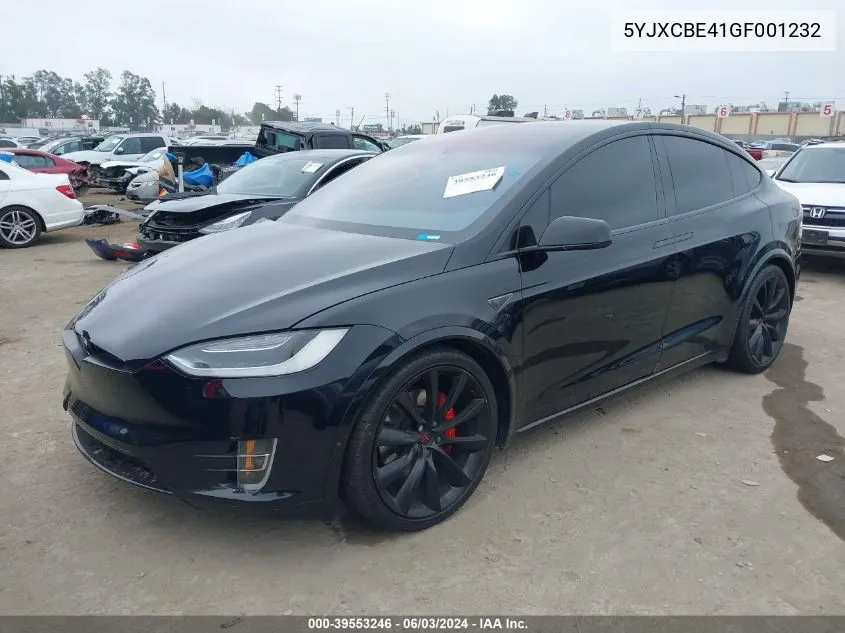 2016 Tesla Model X 75D/P100D/P90D VIN: 5YJXCBE41GF001232 Lot: 39553246