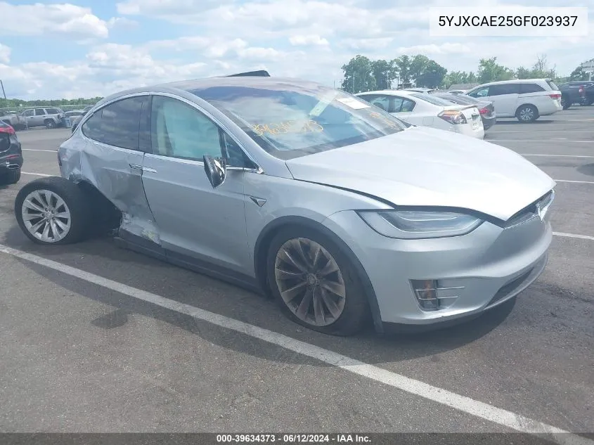 2016 Tesla Model X 60D/70D/75D/90D VIN: 5YJXCAE25GF023937 Lot: 39634373