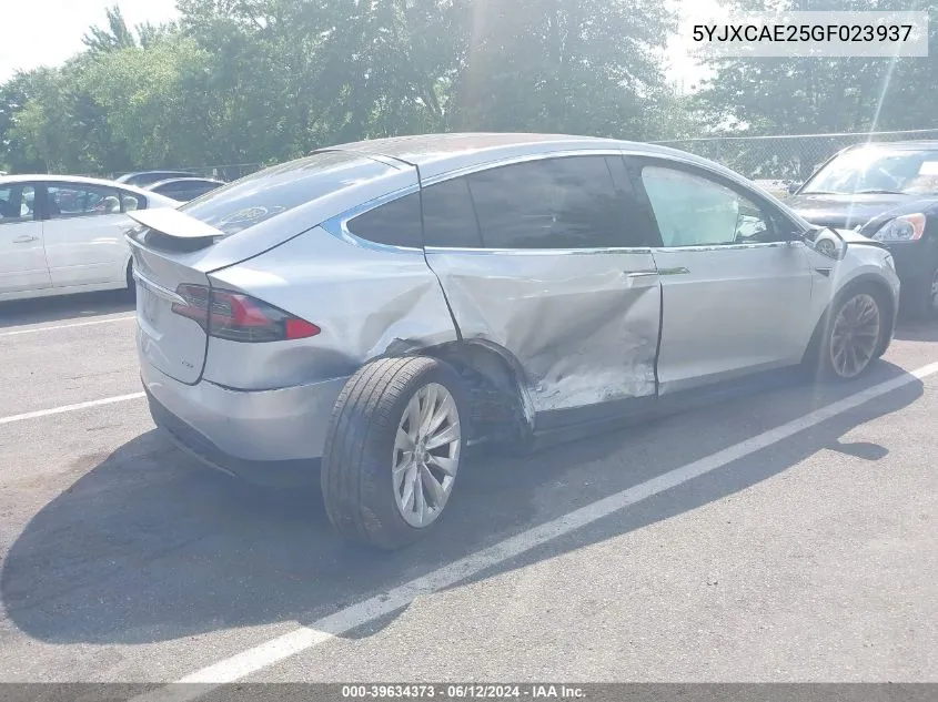 2016 Tesla Model X 60D/70D/75D/90D VIN: 5YJXCAE25GF023937 Lot: 39634373