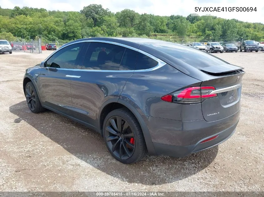 2016 Tesla Model X 60D/P100D/P90D VIN: 5YJXCAE41GFS00694 Lot: 39785415