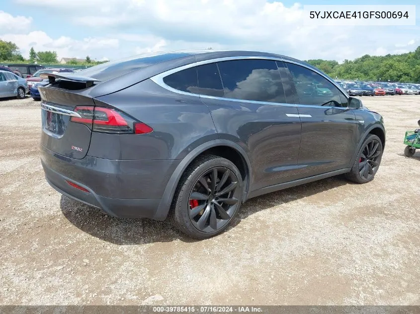 2016 Tesla Model X 60D/P100D/P90D VIN: 5YJXCAE41GFS00694 Lot: 39785415