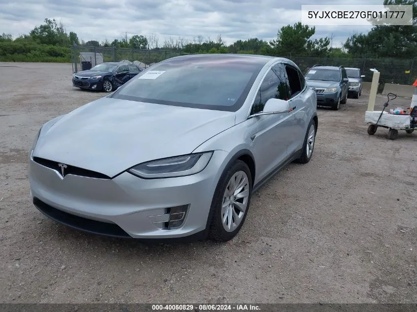 2016 Tesla Model X 60D/70D/75D/90D/P100D VIN: 5YJXCBE27GF011777 Lot: 40050829