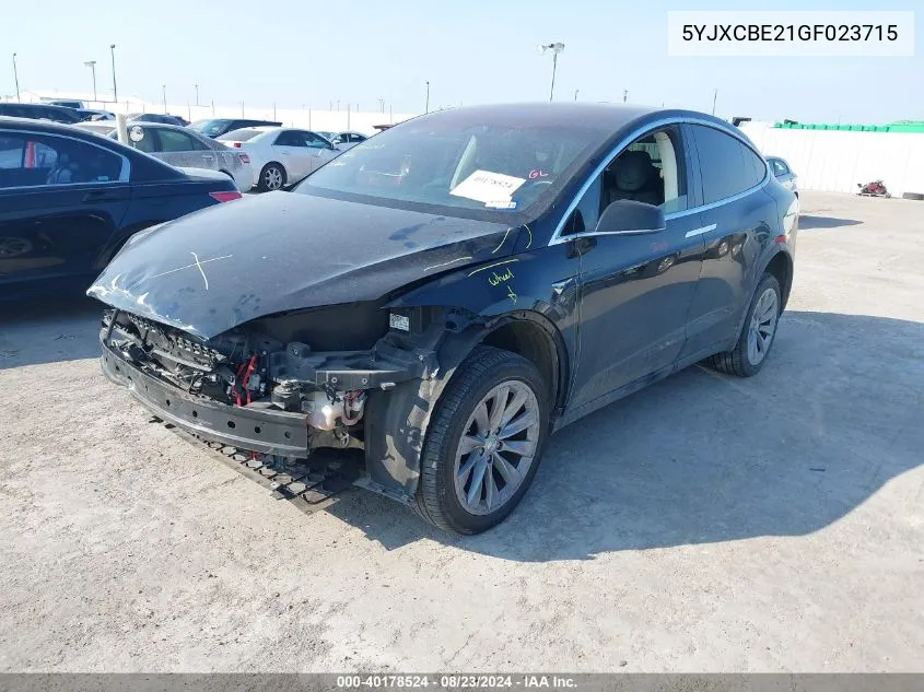 2016 Tesla Model X 60D/70D/75D/90D/P100D VIN: 5YJXCBE21GF023715 Lot: 40178524