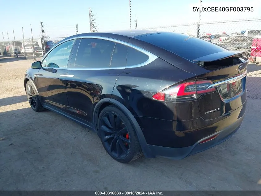 5YJXCBE40GF003795 2016 Tesla Model X 75D/P100D/P90D