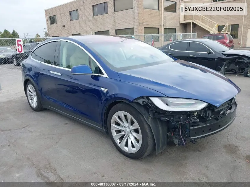 2016 Tesla Model X 60D/70D/75D/90D/P100D VIN: 5YJXCBE22GF002095 Lot: 40336007