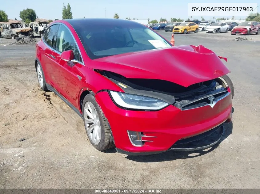 2016 Tesla Model X 60D/70D/75D/90D VIN: 5YJXCAE29GF017963 Lot: 40349951