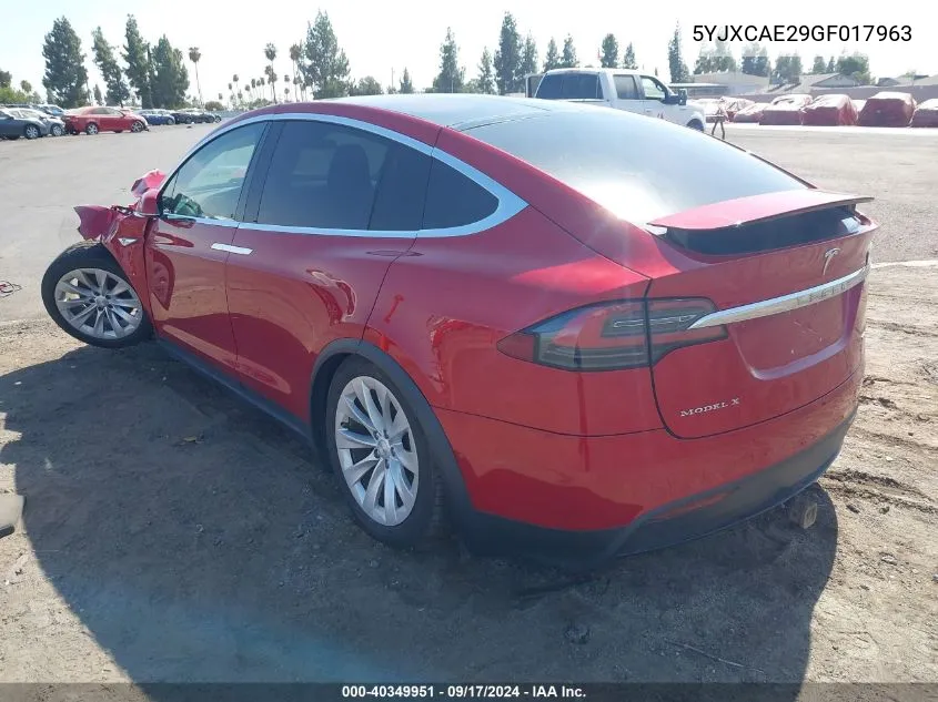 2016 Tesla Model X 60D/70D/75D/90D VIN: 5YJXCAE29GF017963 Lot: 40349951