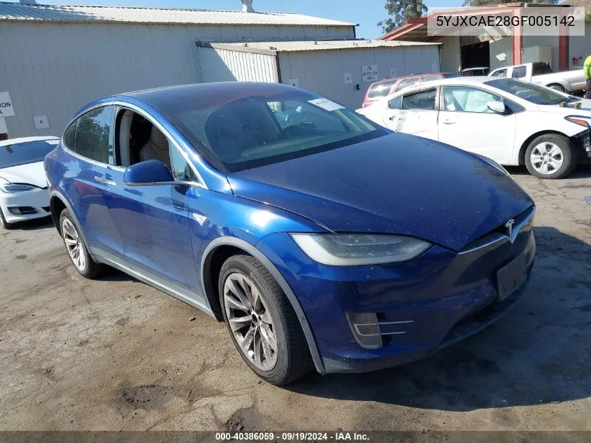 2016 Tesla Model X 60D/70D/75D/90D VIN: 5YJXCAE28GF005142 Lot: 40386059