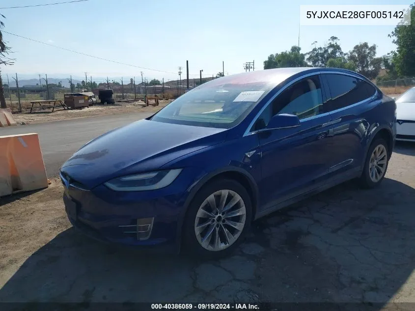 2016 Tesla Model X 60D/70D/75D/90D VIN: 5YJXCAE28GF005142 Lot: 40386059