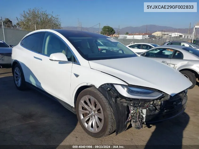 5YJXCAE29GF002833 2016 Tesla Model X 60D/70D/75D/90D