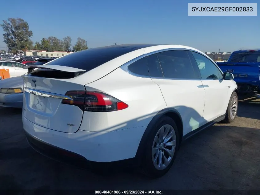 5YJXCAE29GF002833 2016 Tesla Model X 60D/70D/75D/90D