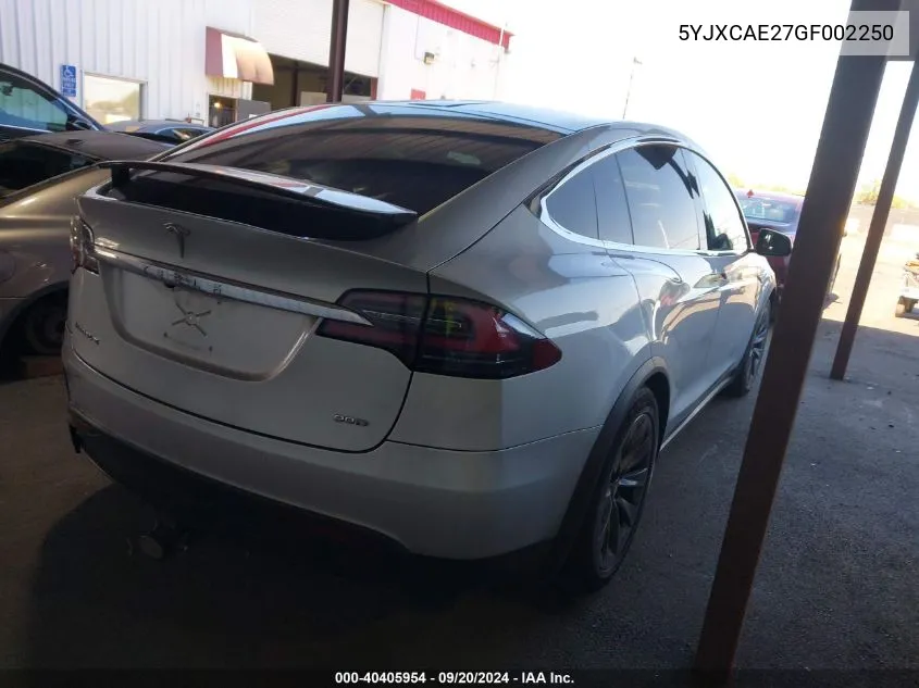 2016 Tesla Model X 60D/70D/75D/90D VIN: 5YJXCAE27GF002250 Lot: 40405954