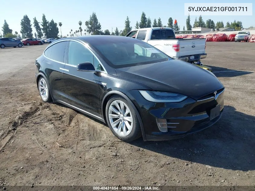 2016 Tesla Model X VIN: 5YJXCAE21GF001711 Lot: 40431854