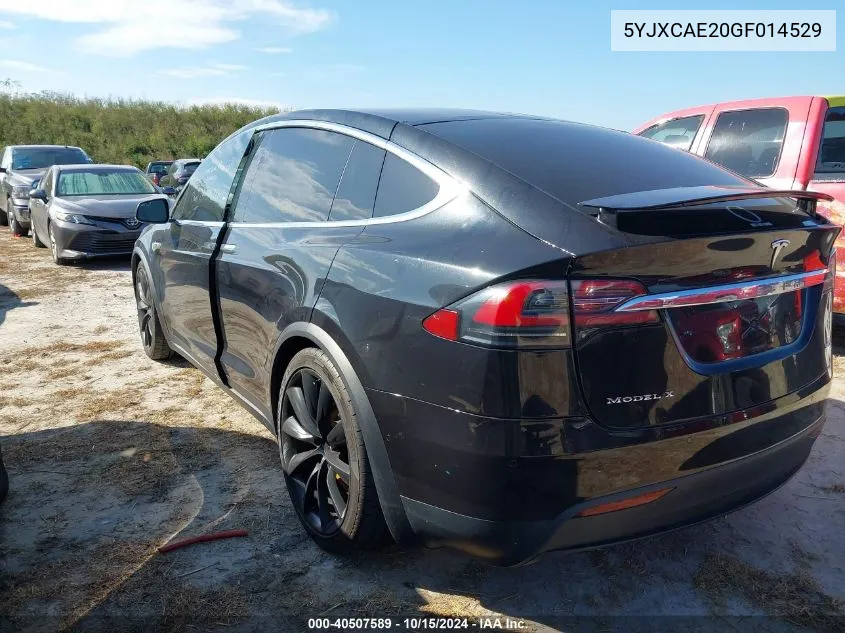 2016 Tesla Model X 60D/70D/75D/90D VIN: 5YJXCAE20GF014529 Lot: 40507589