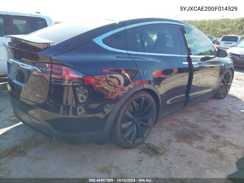 2016 Tesla Model X 60D/70D/75D/90D VIN: 5YJXCAE20GF014529 Lot: 40507589