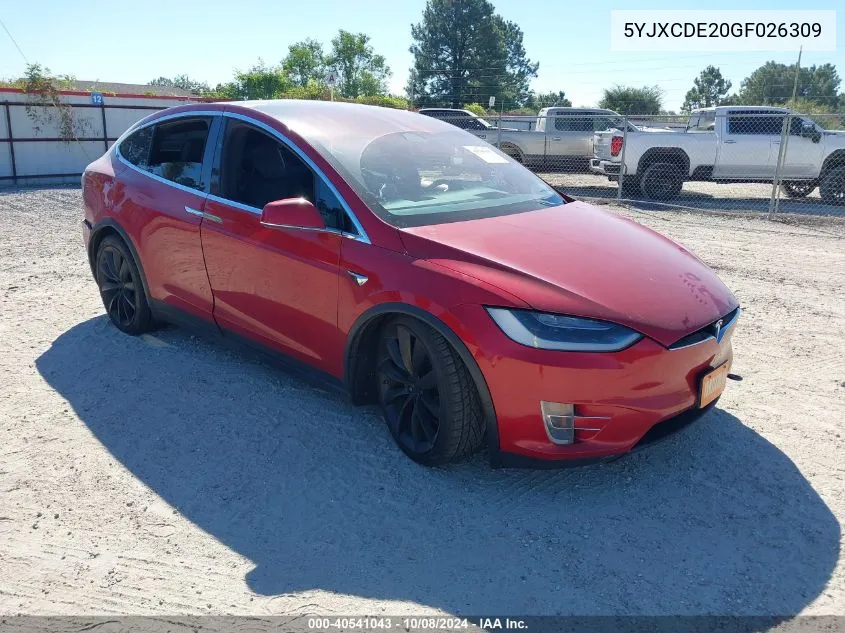 2016 Tesla Model X 60D/70D/75D/90D VIN: 5YJXCDE20GF026309 Lot: 40541043