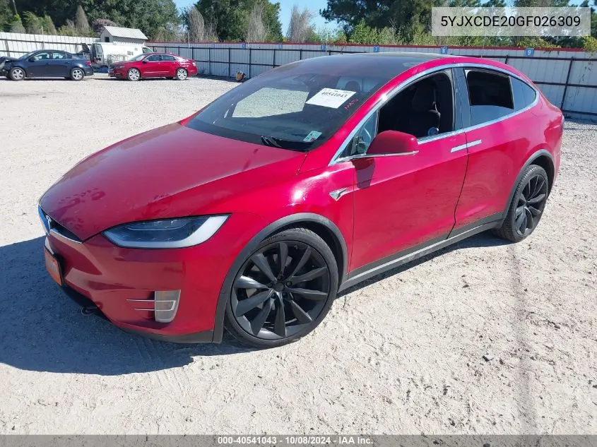 2016 Tesla Model X 60D/70D/75D/90D VIN: 5YJXCDE20GF026309 Lot: 40541043