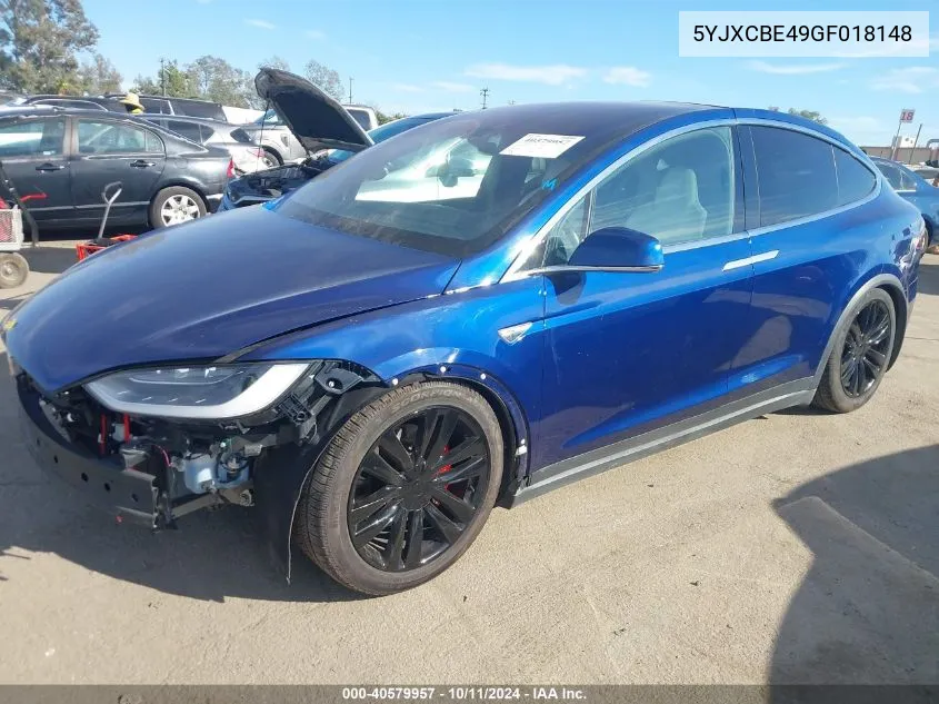 2016 Tesla Model X 75D/P100D/P90D VIN: 5YJXCBE49GF018148 Lot: 40579957