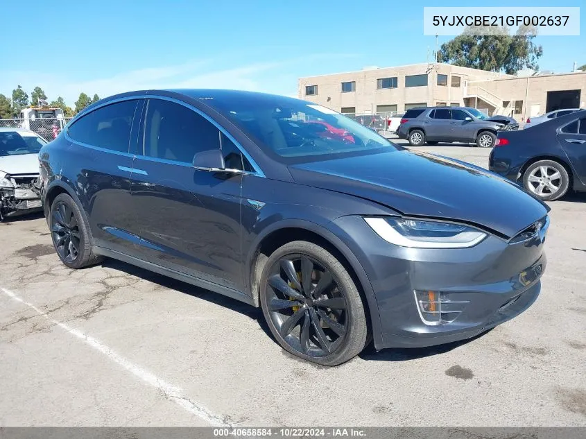 2016 Tesla Model X 60D/70D/75D/90D/P100D VIN: 5YJXCBE21GF002637 Lot: 40658584