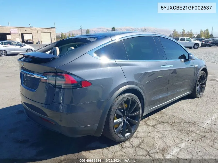 2016 Tesla Model X 60D/70D/75D/90D/P100D VIN: 5YJXCBE21GF002637 Lot: 40658584