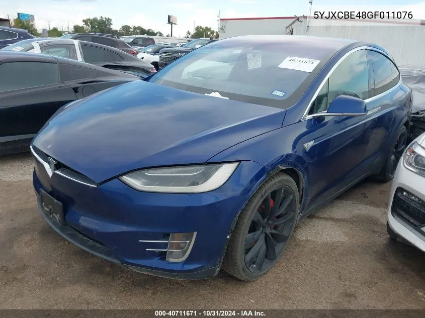 2016 Tesla Model X 75D/P100D/P90D VIN: 5YJXCBE48GF011076 Lot: 40711671