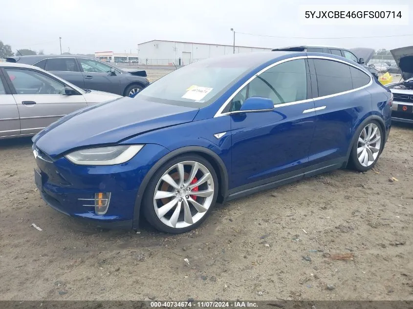 2016 Tesla Model X 75D/P100D/P90D VIN: 5YJXCBE46GFS00714 Lot: 40734674