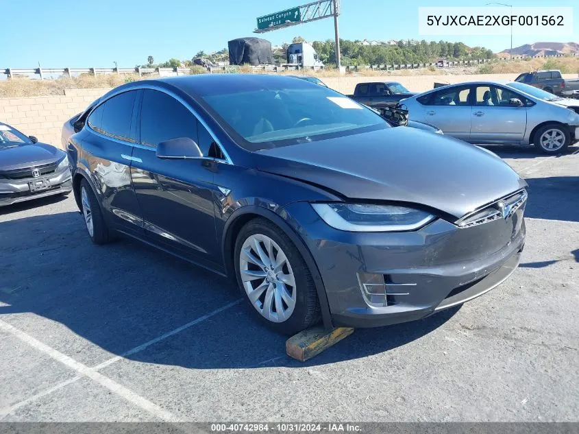 2016 Tesla Model X 60D/70D/75D/90D VIN: 5YJXCAE2XGF001562 Lot: 40742984