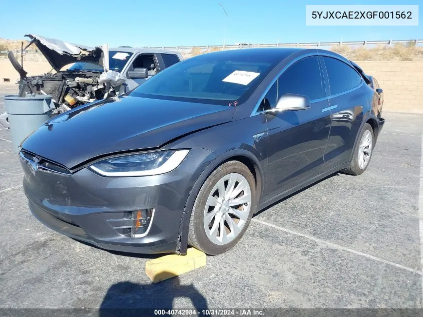 2016 Tesla Model X 60D/70D/75D/90D VIN: 5YJXCAE2XGF001562 Lot: 40742984