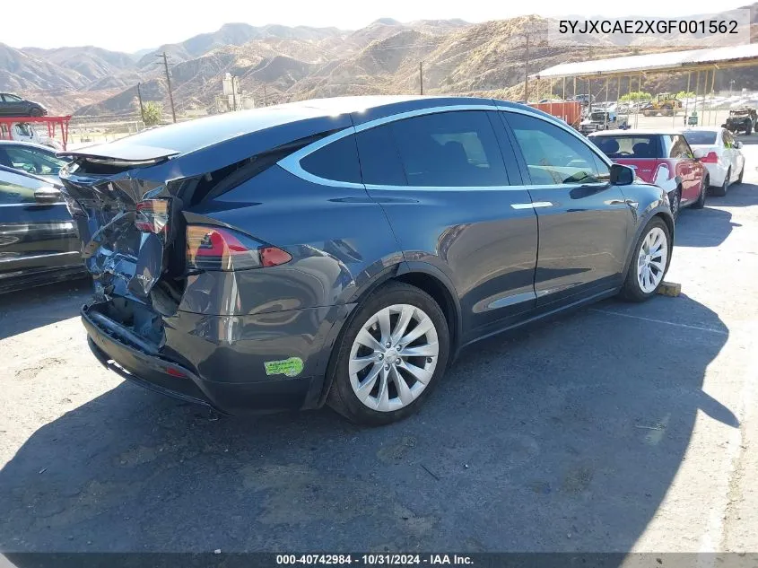 2016 Tesla Model X 60D/70D/75D/90D VIN: 5YJXCAE2XGF001562 Lot: 40742984