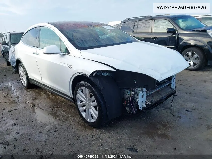 2016 Tesla Model X 60D/70D/75D/90D/P100D VIN: 5YJXCBE26GF007820 Lot: 40749355