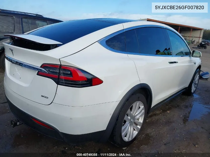 2016 Tesla Model X 60D/70D/75D/90D/P100D VIN: 5YJXCBE26GF007820 Lot: 40749355