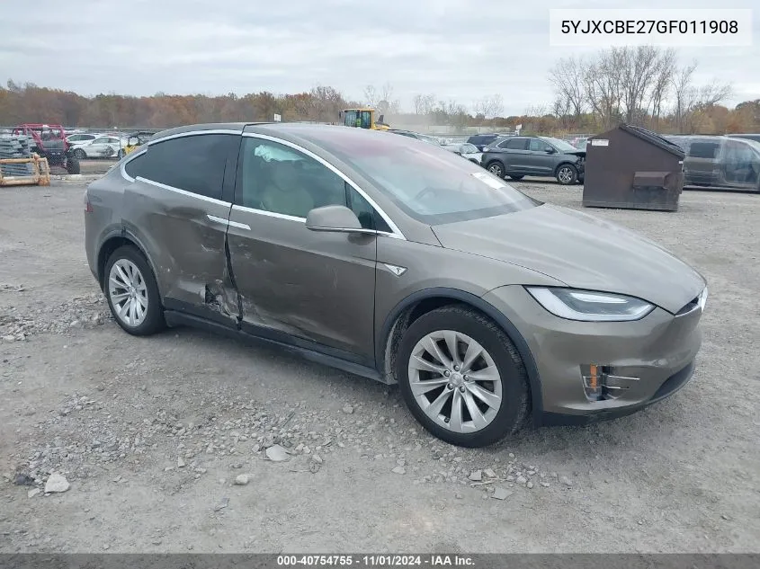 2016 Tesla Model X 60D/70D/75D/90D/P100D VIN: 5YJXCBE27GF011908 Lot: 40754755