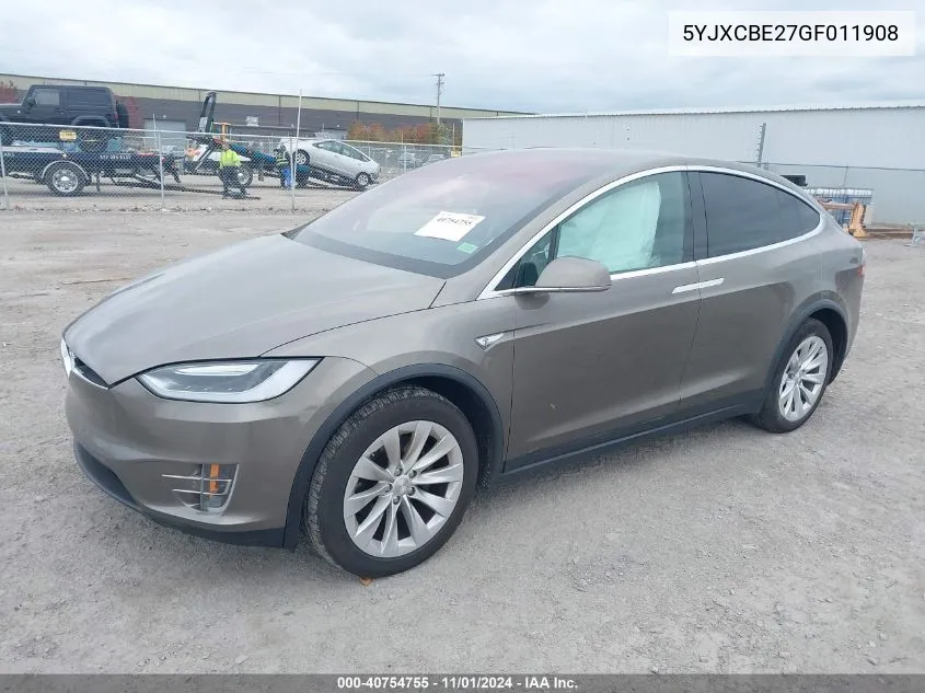 2016 Tesla Model X 60D/70D/75D/90D/P100D VIN: 5YJXCBE27GF011908 Lot: 40754755