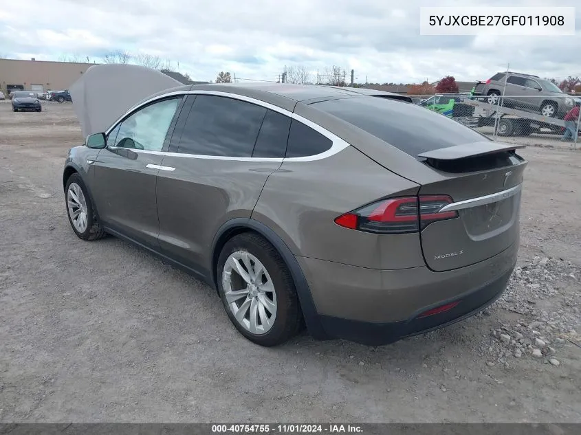 2016 Tesla Model X 60D/70D/75D/90D/P100D VIN: 5YJXCBE27GF011908 Lot: 40754755