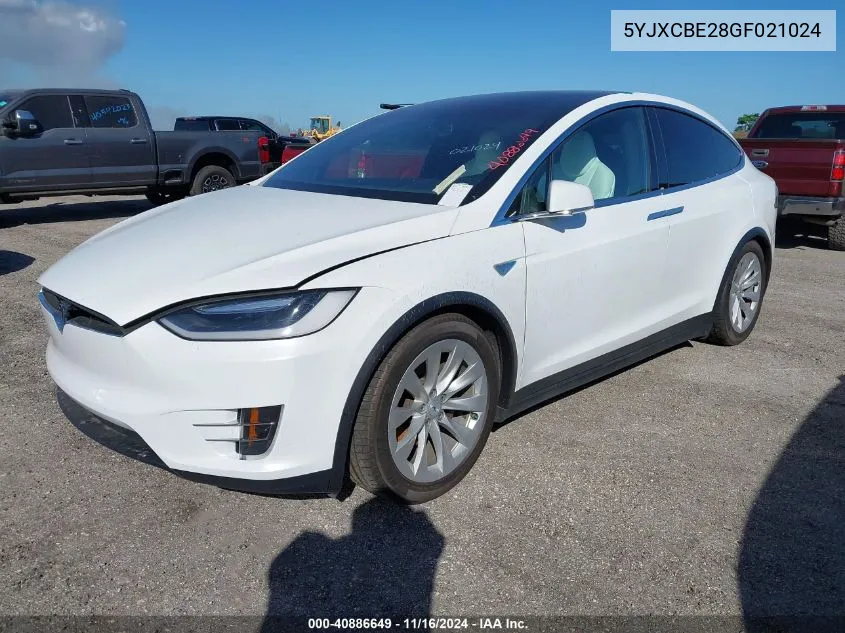 2016 Tesla Model X 60D/70D/75D/90D/P100D VIN: 5YJXCBE28GF021024 Lot: 40886649