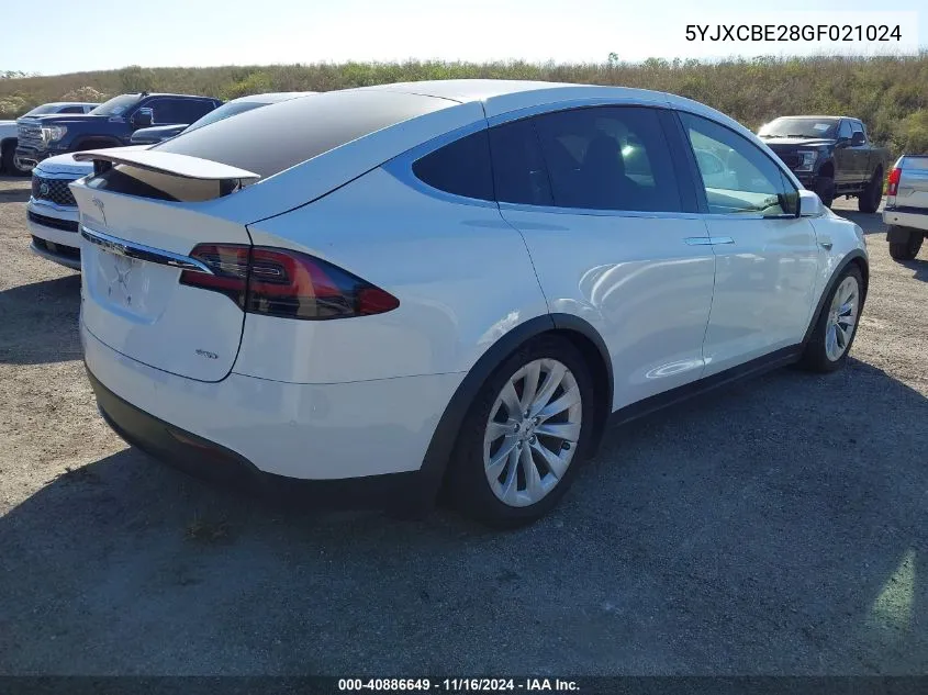 2016 Tesla Model X 60D/70D/75D/90D/P100D VIN: 5YJXCBE28GF021024 Lot: 40886649