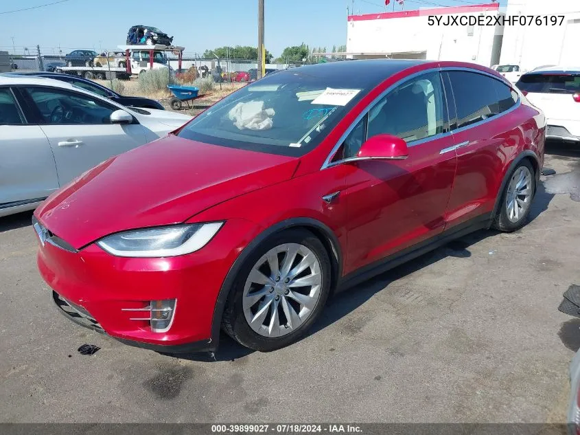 2017 Tesla Model X 100D/75D/90D VIN: 5YJXCDE2XHF076197 Lot: 39899027