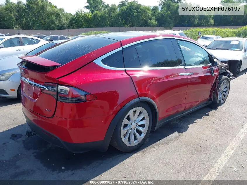 2017 Tesla Model X 100D/75D/90D VIN: 5YJXCDE2XHF076197 Lot: 39899027