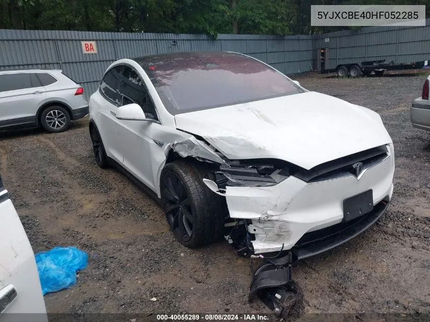 2017 Tesla Model X VIN: 5YJXCBE40HF052285 Lot: 40055289