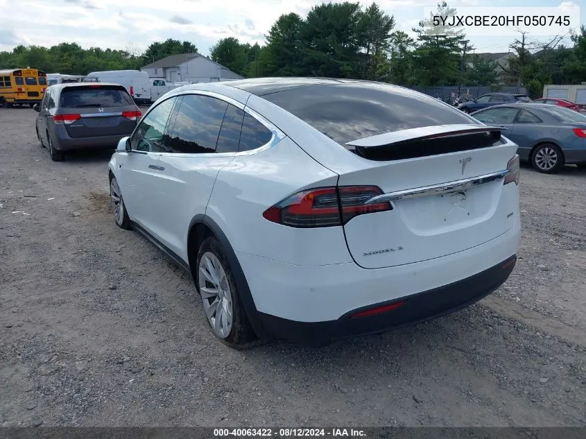 2017 Tesla Model X 100D/75D/90D VIN: 5YJXCBE20HF050745 Lot: 40063422