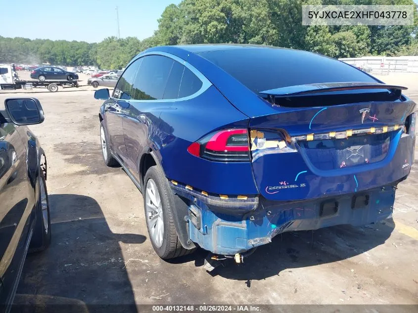 5YJXCAE2XHF043778 2017 Tesla Model X 100D/75D/90D